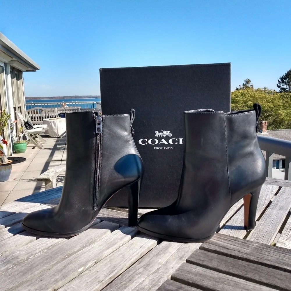 Coach Soft Calfskin Leather Heeled Booties - Picture 5 of 16